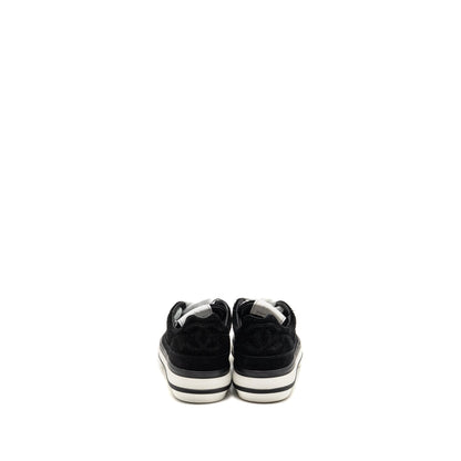 Chanel Size 37.5 23B CC Logo Sneakers Suede Calfskin Black