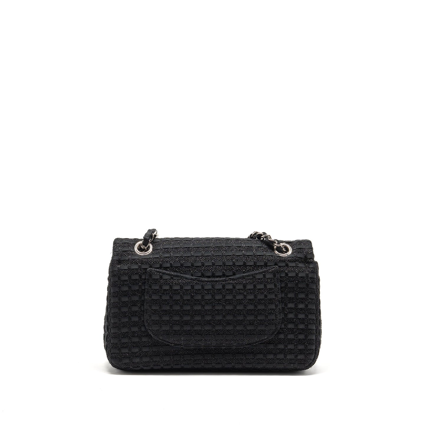 Chanel Medium Classic double flap bag tweed black SHW