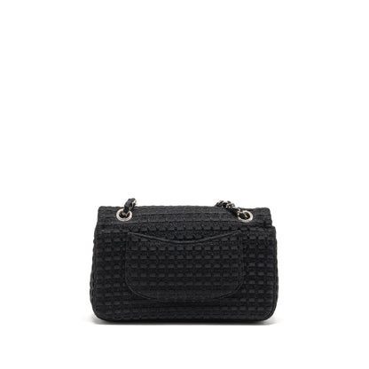 Chanel Medium Classic double flap bag tweed black SHW