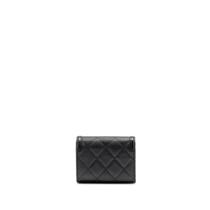 Chanel CC Filigree quilted flap card holder caviar black GHW