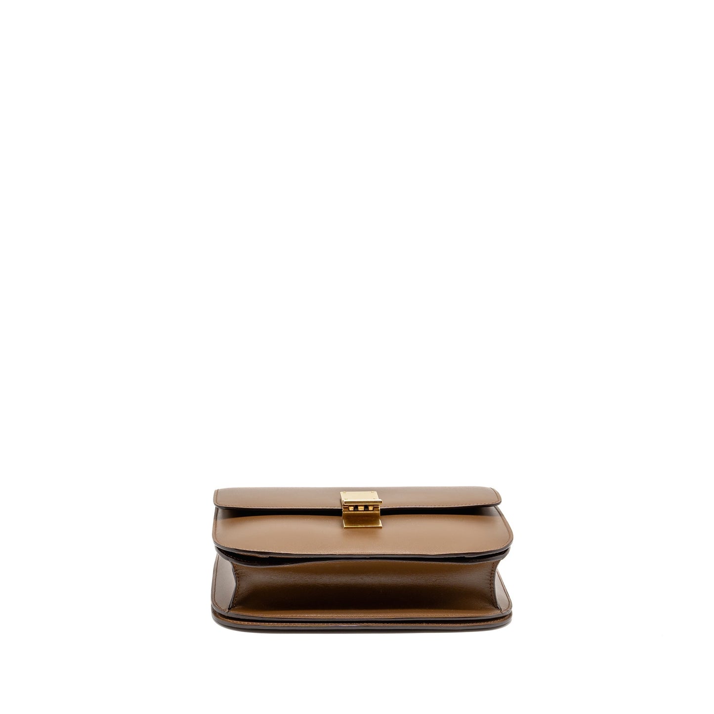 CELINE Medium Classic Box Purse Calfskin Camel