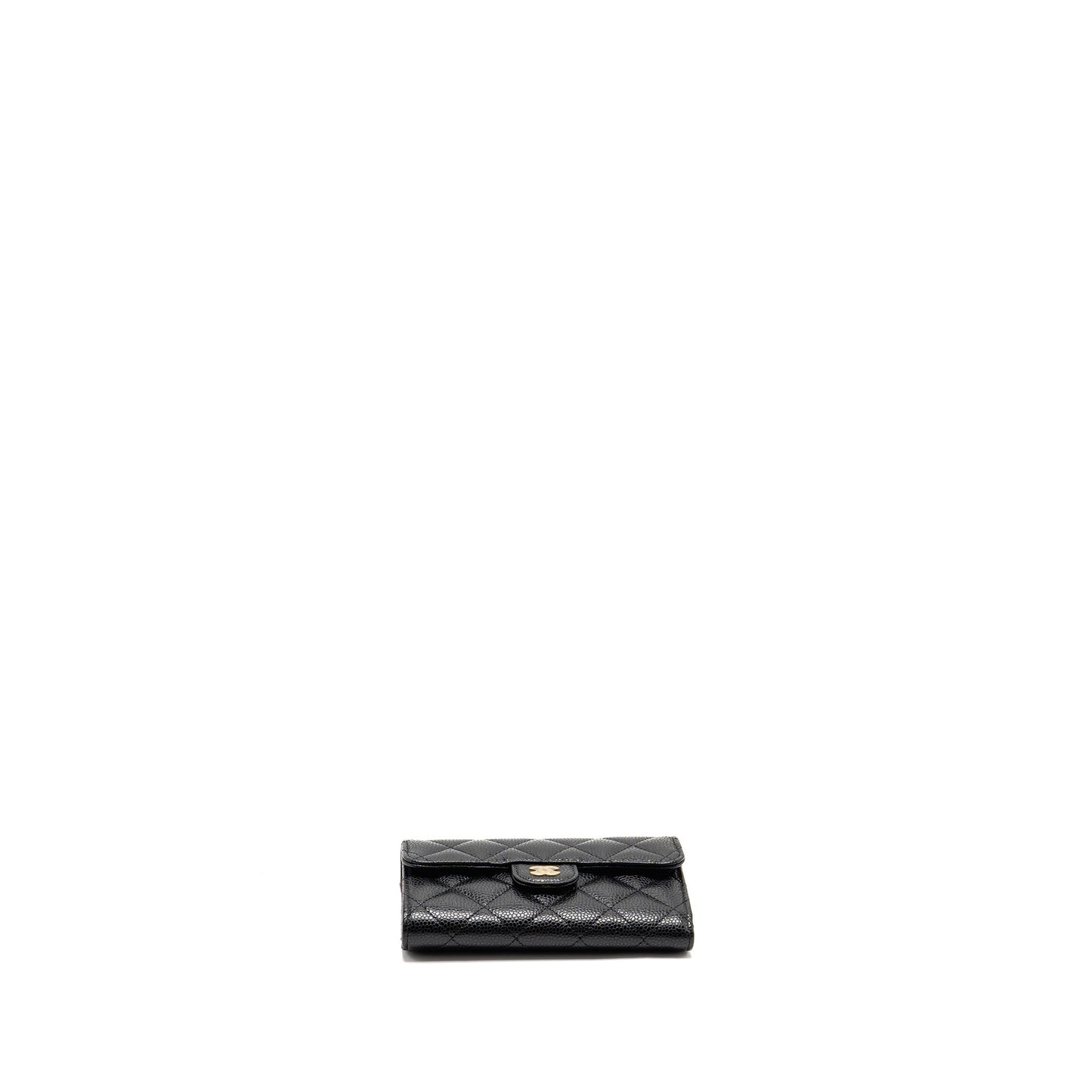 Chanel medium classic flap compact wallet caviar black GHW(microchip)