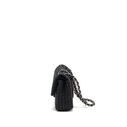 Chanel Medium Classic double flap bag tweed black SHW