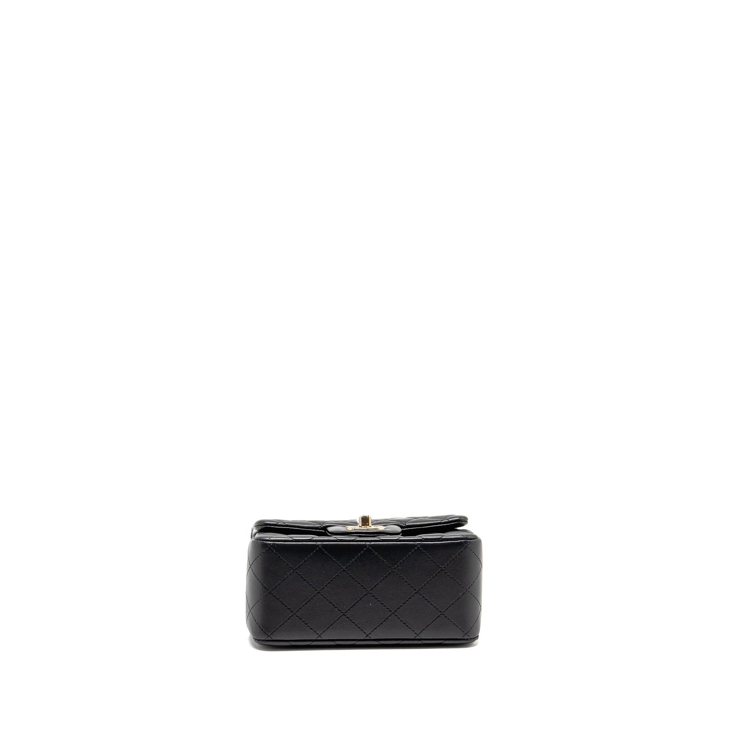 Chanel Classic mini square flap bag lambskin black LGHW (Microchip)