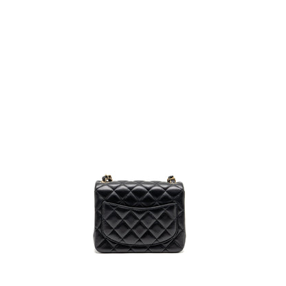 Chanel Classic mini square flap bag lambskin black LGHW (Microchip)