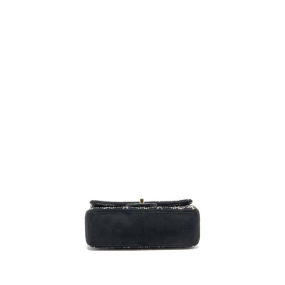 Chanel Mini Rectangular flap bag velvet with crystal black LGHW