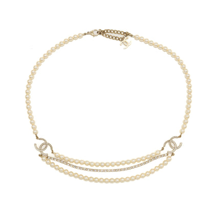 Chanel CC Pearl and Crystal Drop Belt Light Gold Tone