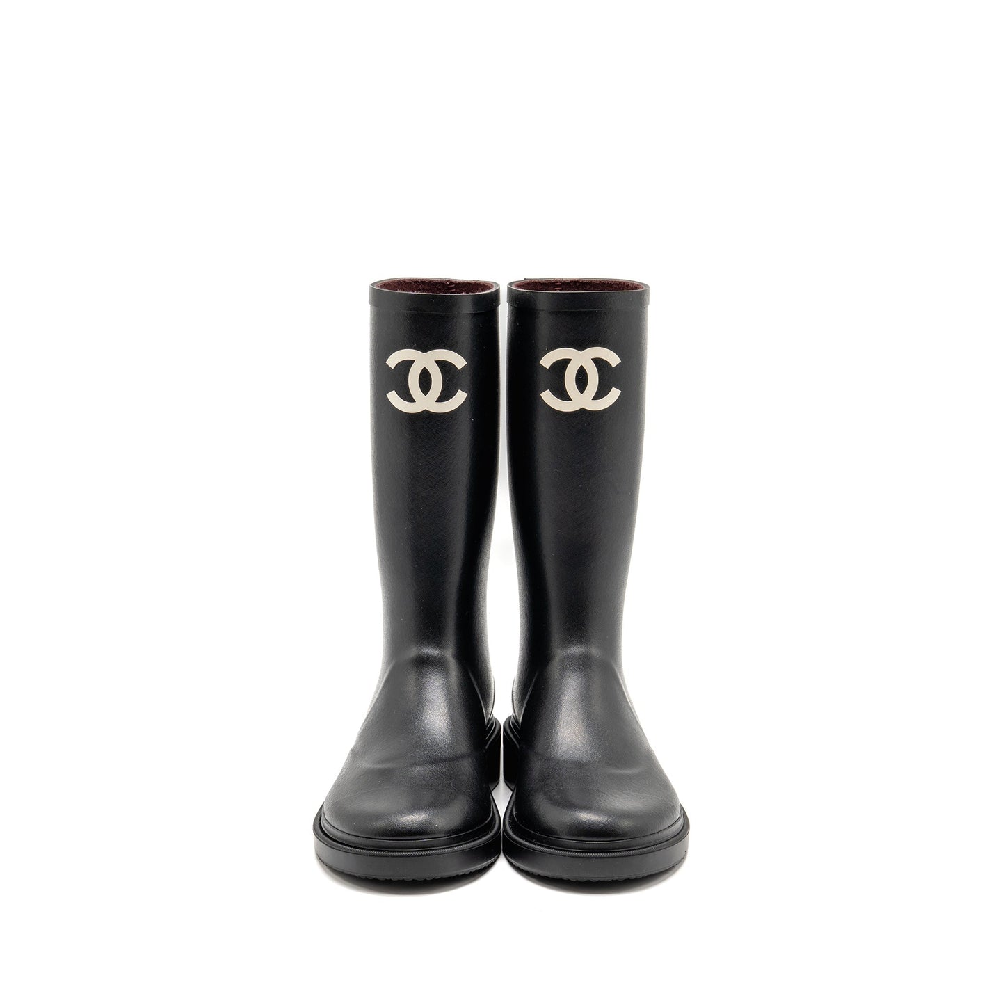 Chanel Size 39 25B High Boots Caoutchouc Black