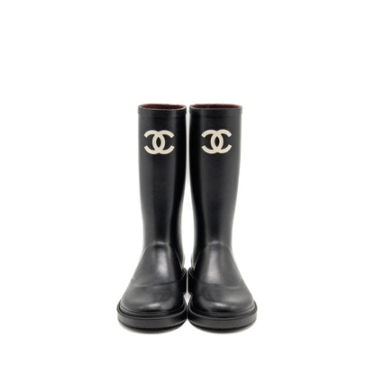 Chanel Size 39 25B High Boots Caoutchouc Black
