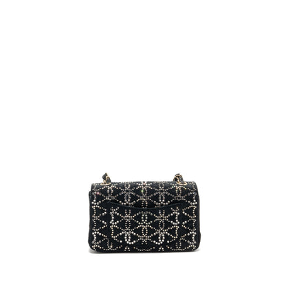 Chanel Mini Rectangular flap bag velvet with crystal black LGHW