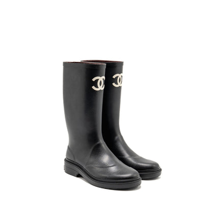 Chanel Size 39 25B High Boots Caoutchouc Black