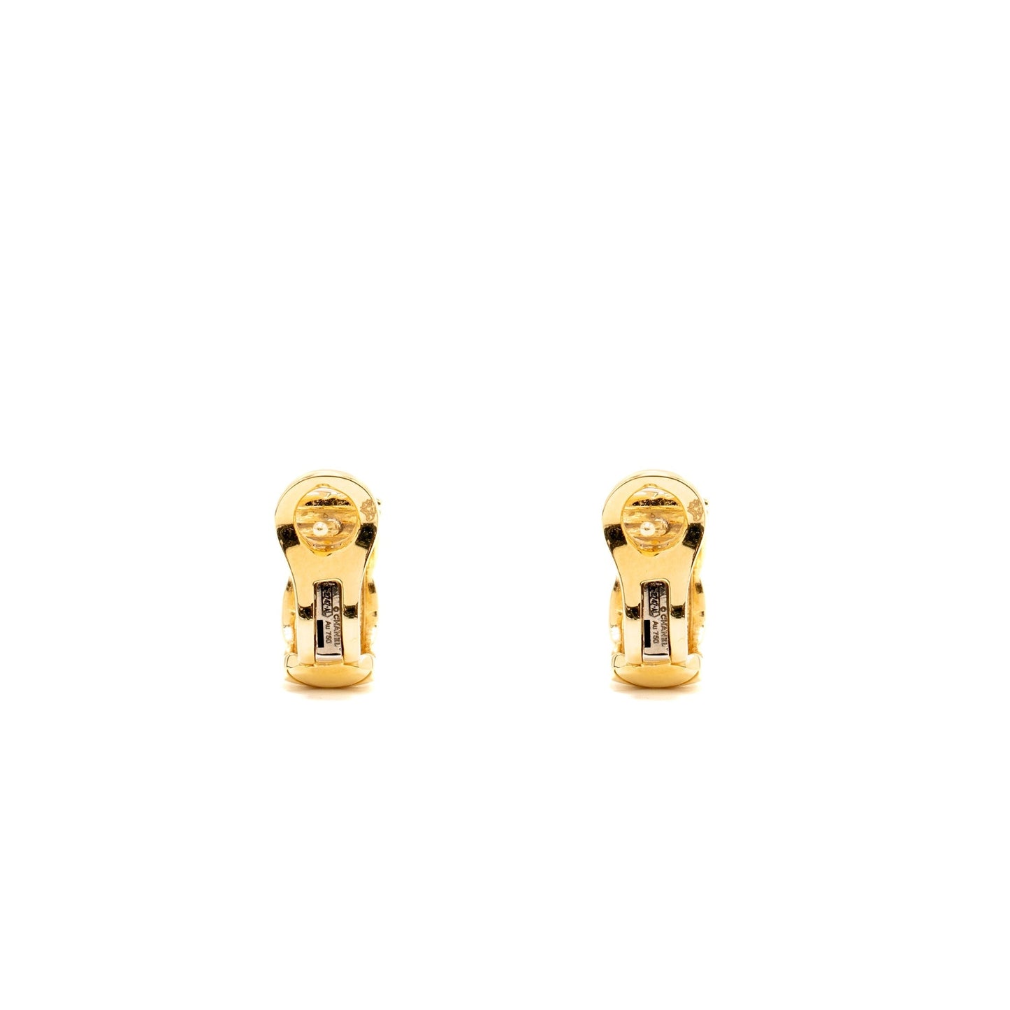 Chanel Coco Crush Earrings Quilted Motif Beige Gold