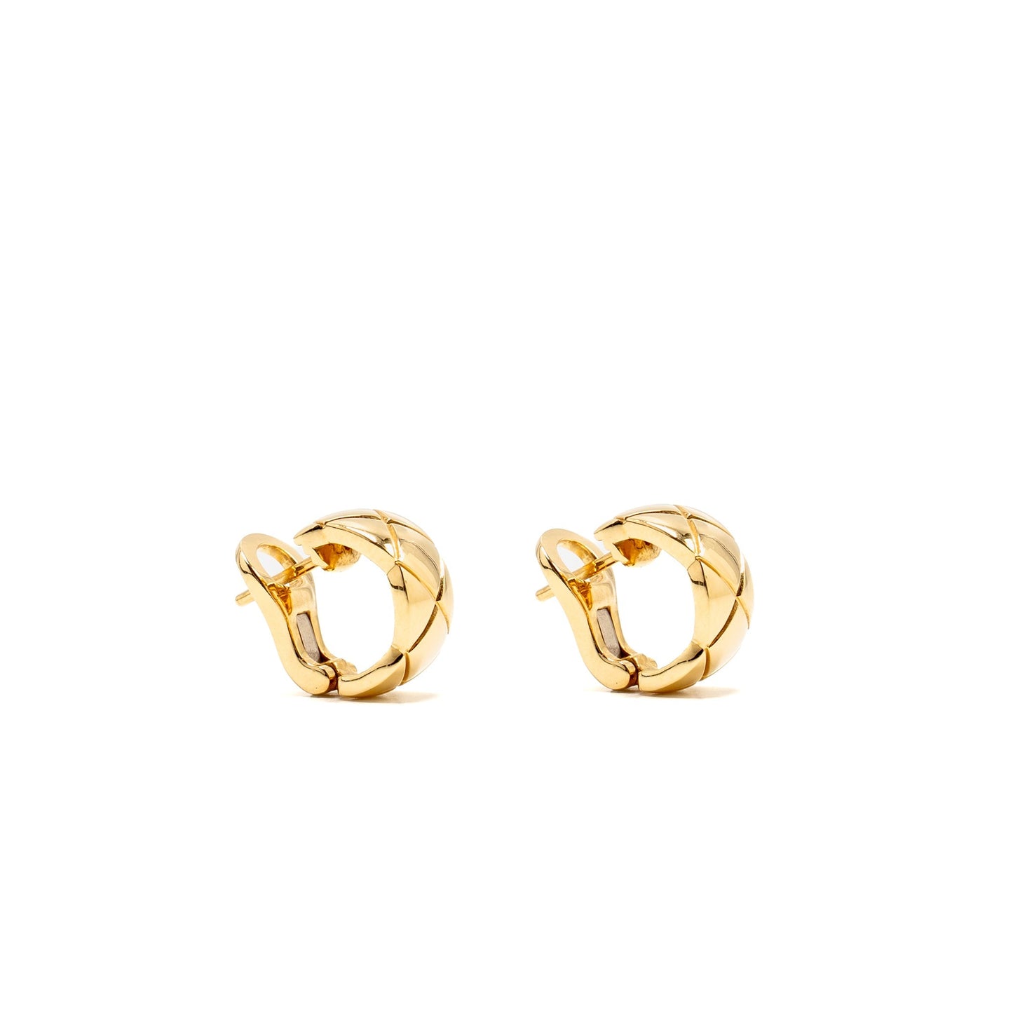 Chanel Coco Crush Earrings Quilted Motif Beige Gold