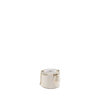 Chanel CC Logo Chains with Charm Vanity Calfskin White LGHW