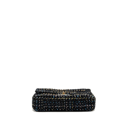 Chanel Medium Single flap bag tweed black GHW