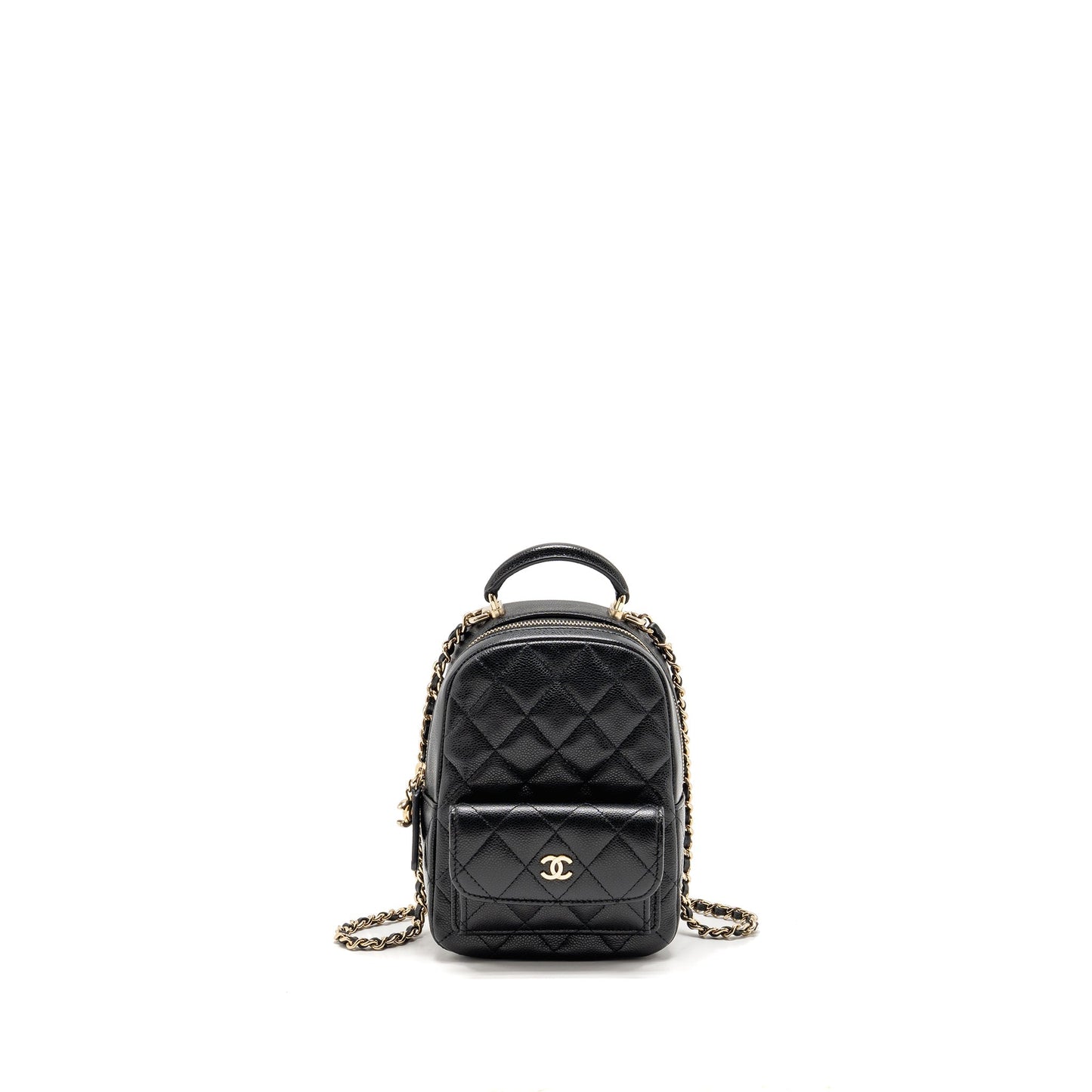 Chanel Mini backpack / crossbody bag caviar black LGHW (microchip)