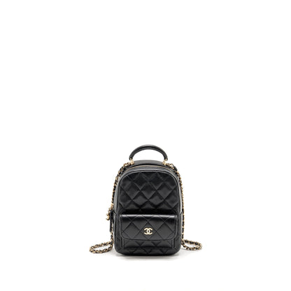 Chanel Mini backpack / crossbody bag caviar black LGHW (microchip)