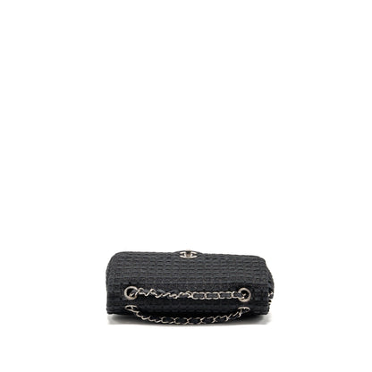 Chanel Medium Classic double flap bag tweed black SHW