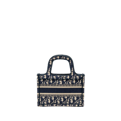 Dior Mini Book Tote Oblique Embroidery Blue