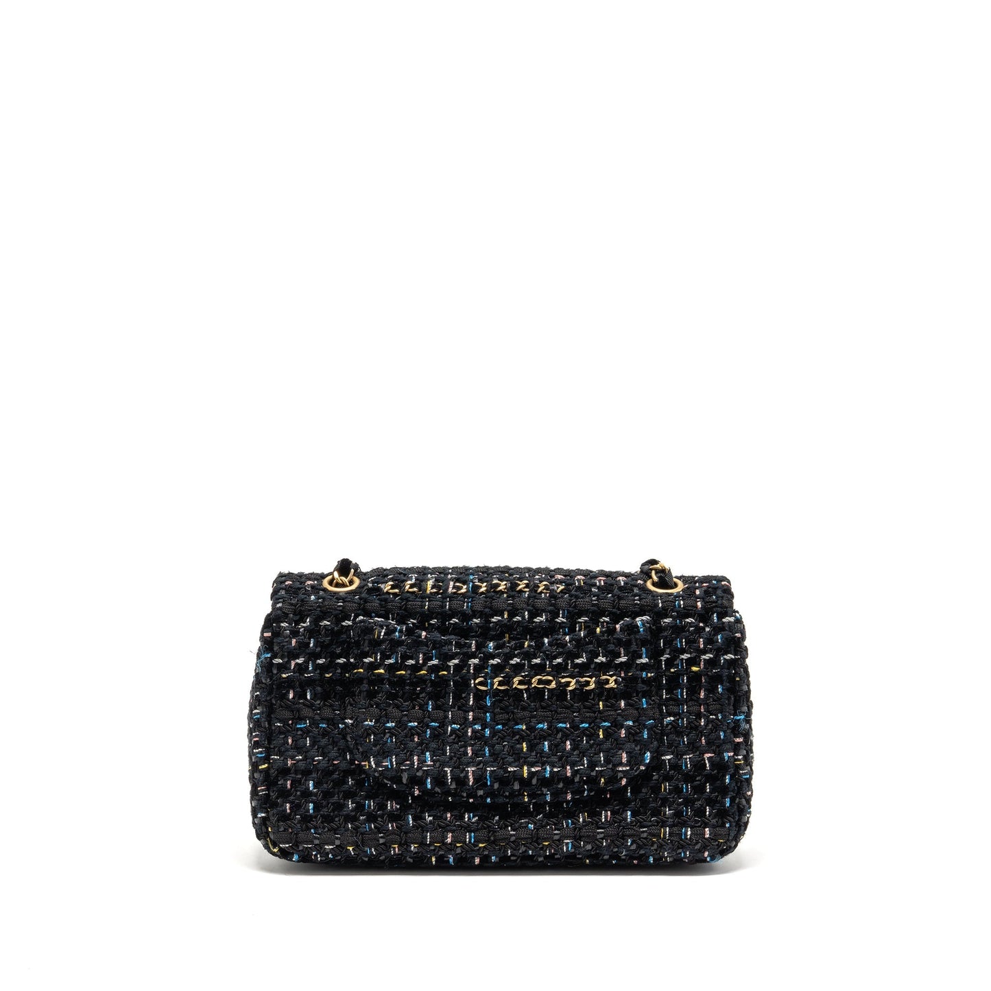 Chanel Medium Single flap bag tweed black GHW