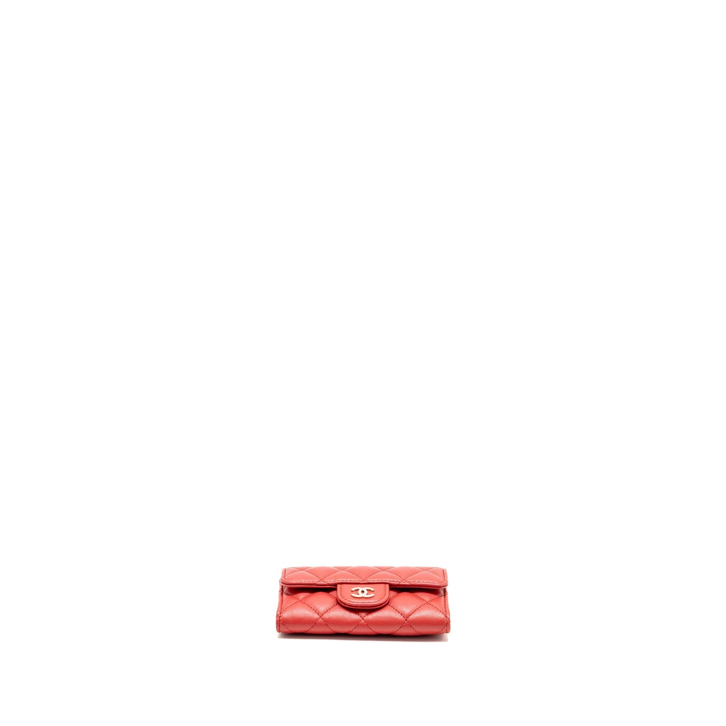 Chanel Classic Flap Card Holder Lambskin Red LGHW (Microchip)