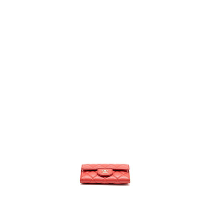 Chanel Classic Flap Card Holder Lambskin Red LGHW (Microchip)