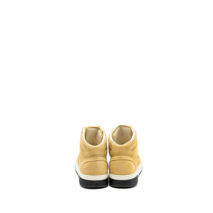 Chanel Size 38 23A CC Logo High-Top Sneakers Suede Kidskin Dark Beige