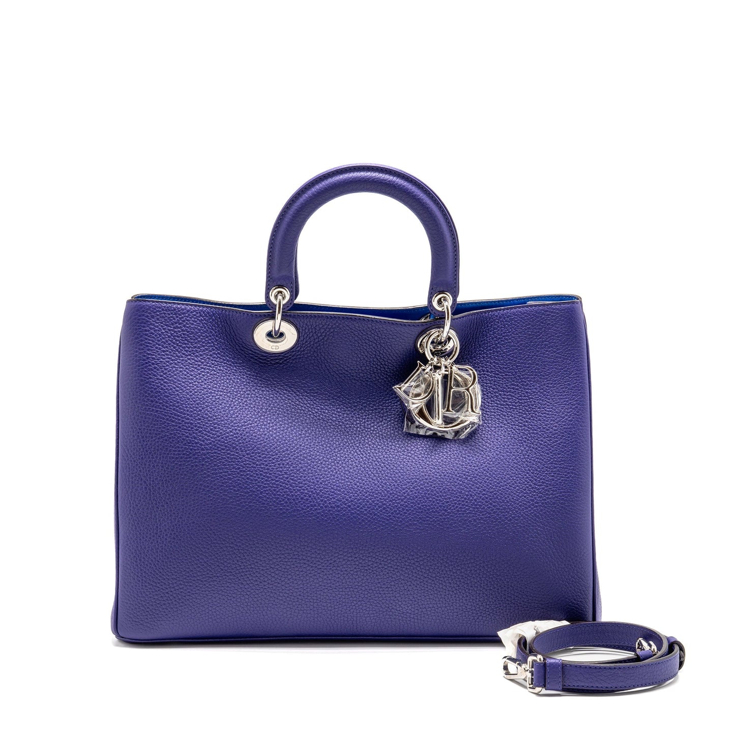 Dior Diorissimo Tote Purse Calfskin Purple/Blue