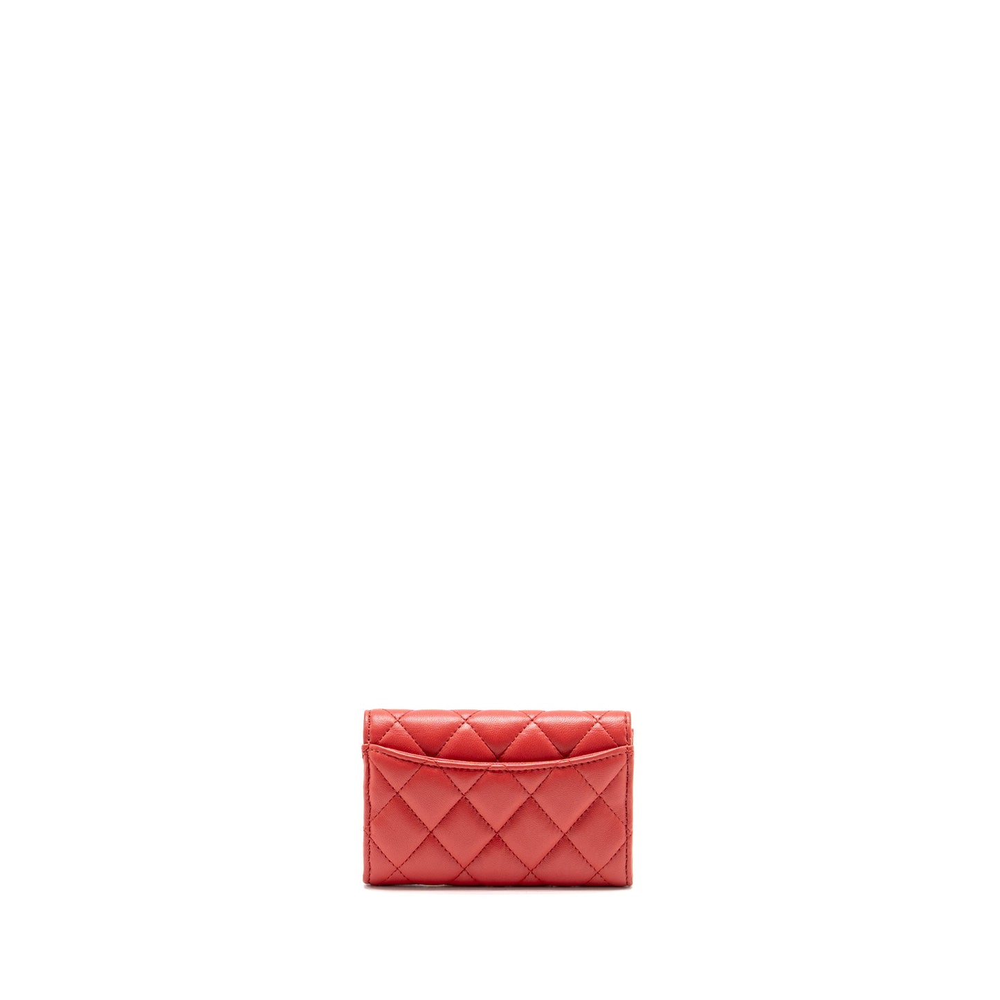 Chanel Classic Flap Card Holder Lambskin Red LGHW (Microchip)