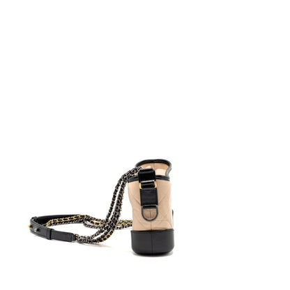 Chanel Small Gabrielle Hobo Bag Aged Calfskin Beige/Black Multicoloured Hardware