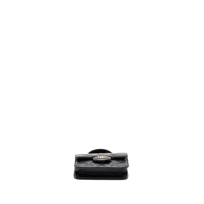 Chanel Mini Top Handle Flap Coin Purse with Chain Lambskin Black LGHW