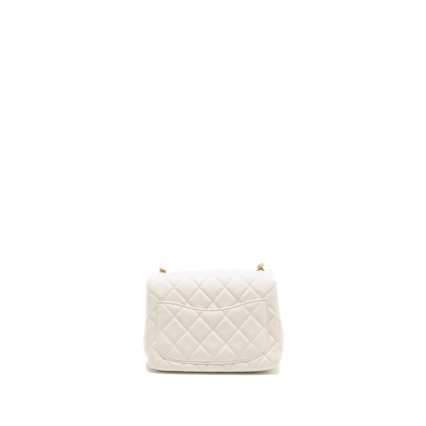Chanel Pearl Crush Mini Square Lambskin White Brushed GHW (Microchip)