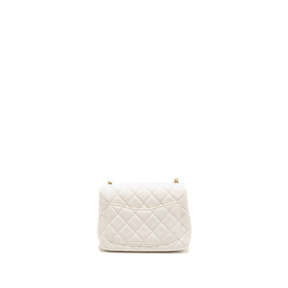 Chanel Pearl Crush Mini Square Lambskin White Brushed GHW (Microchip)