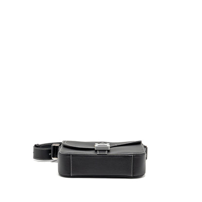 Dior Medium Saddle Flap Messenger Purse Grained Calfskin Black