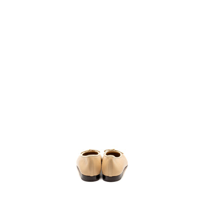 Chanel Size 37 Ballerinas Flat Shoes Lambskin Beige/Black