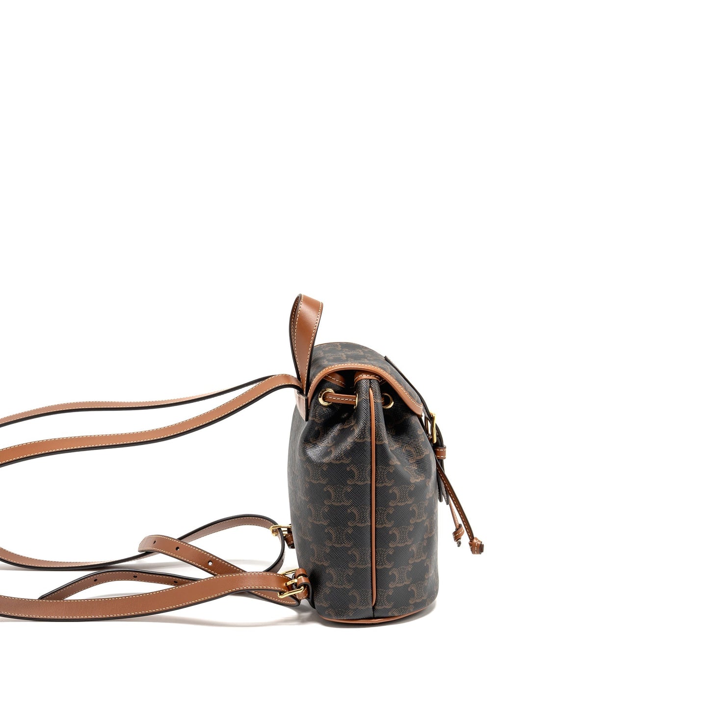 Celine Mini Backpack Folco Triomphe Canvas/Calfskin Tan