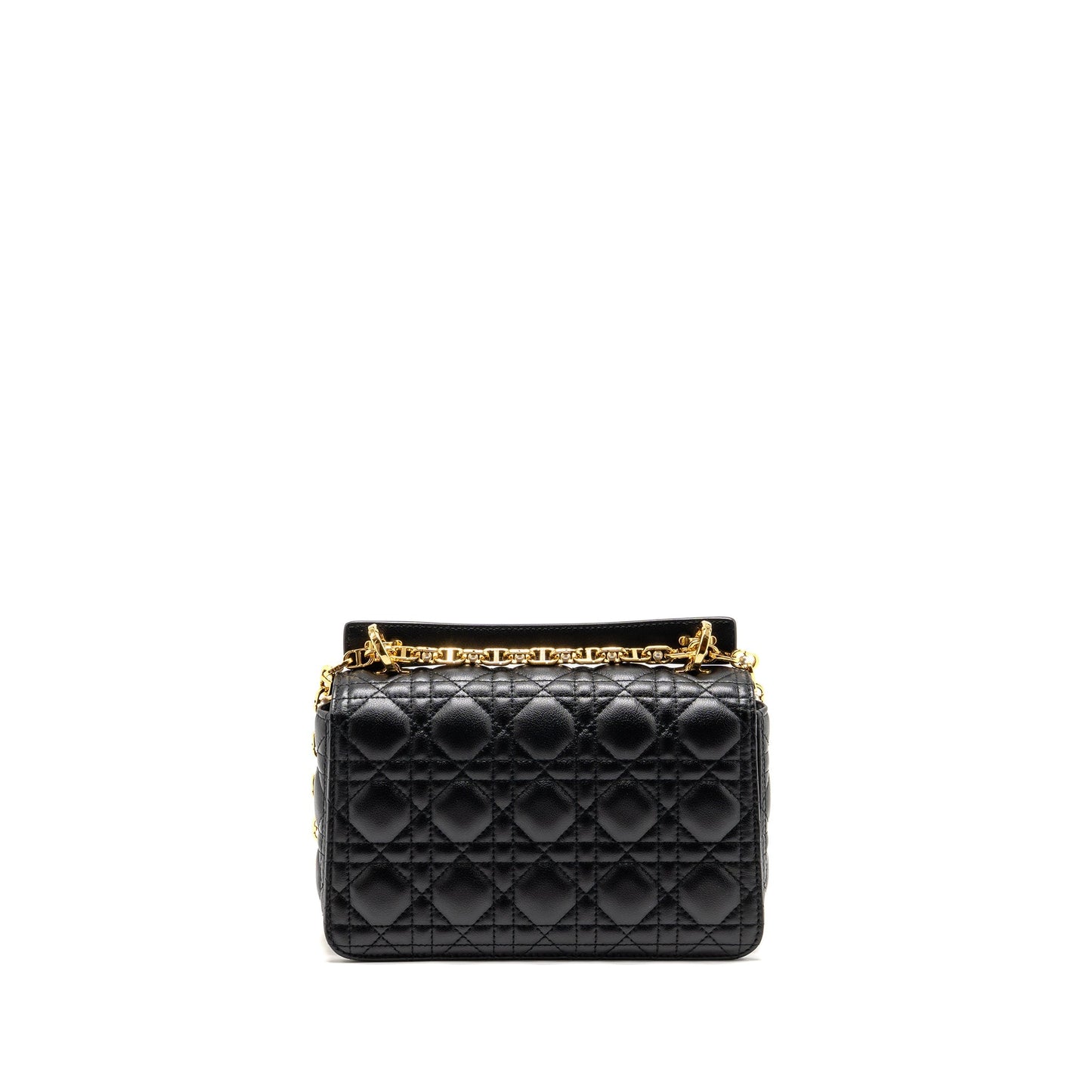 Small Dior Jolie Top Handle Purse Cannage Calfskin Black