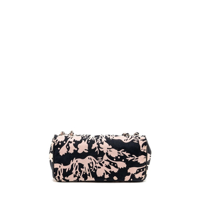 Chanel Mirror Charm Single Flap Bag Fabric Black/Pink SHW