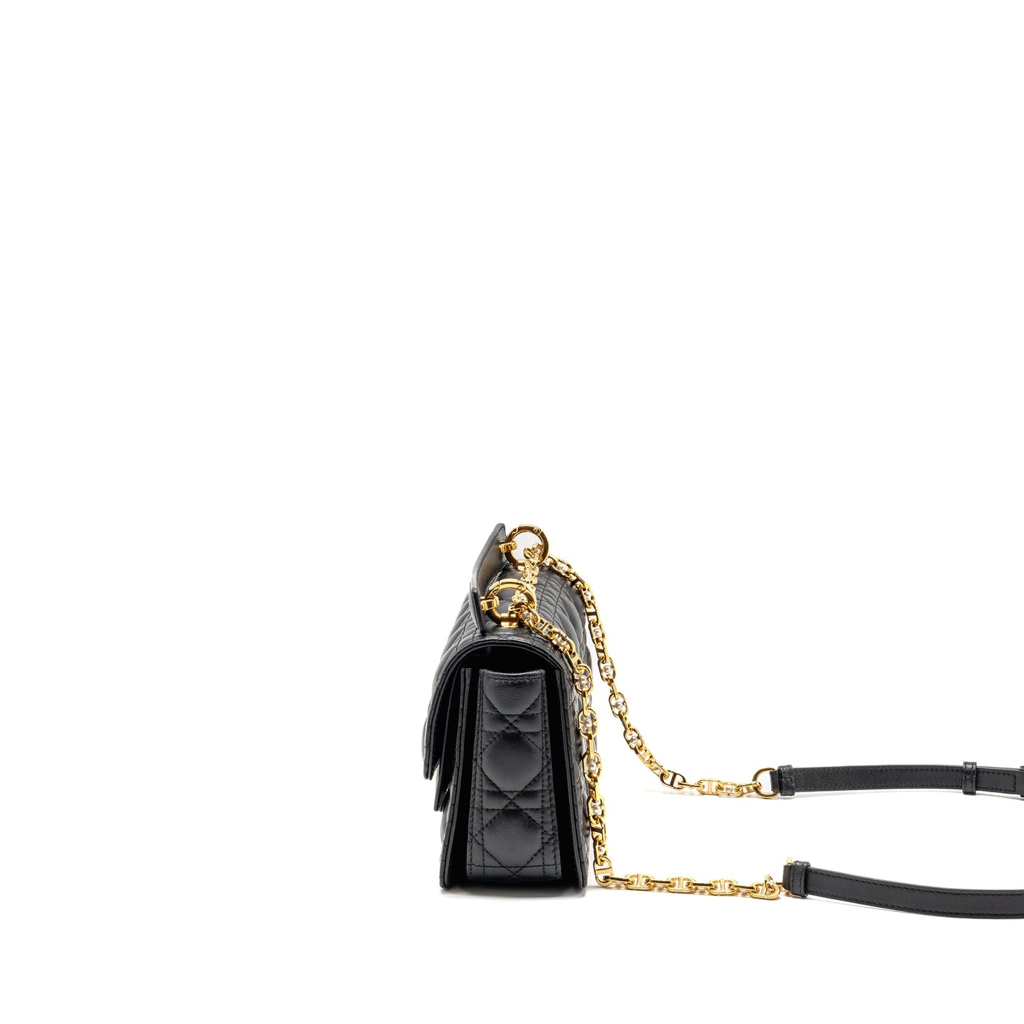 Small Dior Jolie Top Handle Purse Cannage Calfskin Black