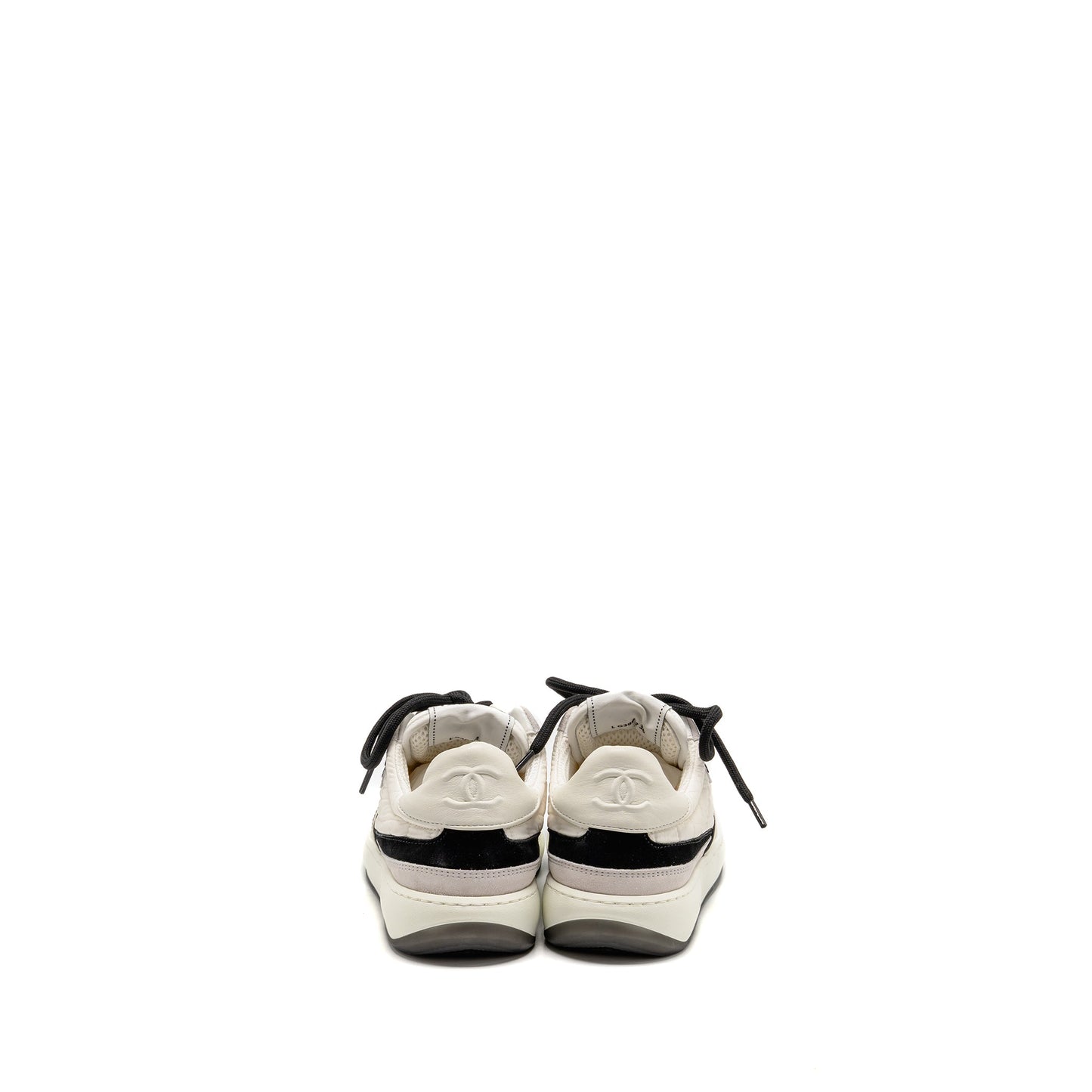 Chanel Size 36 CC Sneakers Suede/Fabric/Calfskin White/Light Grey/Black