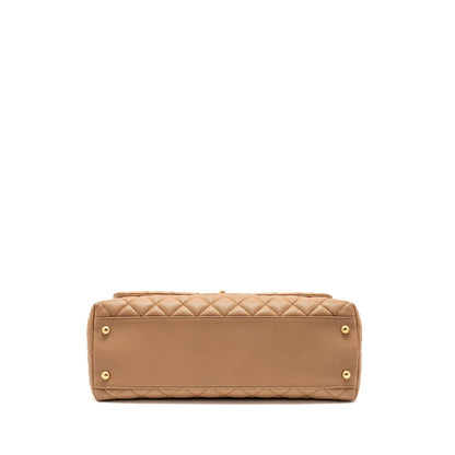 Chanel Large Coco Handle with Lizard Handle Caviar Beige GHW