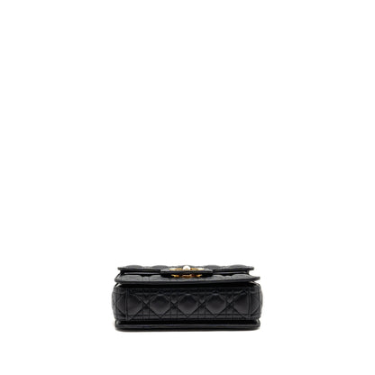 Small Dior Jolie Top Handle Purse Cannage Calfskin Black