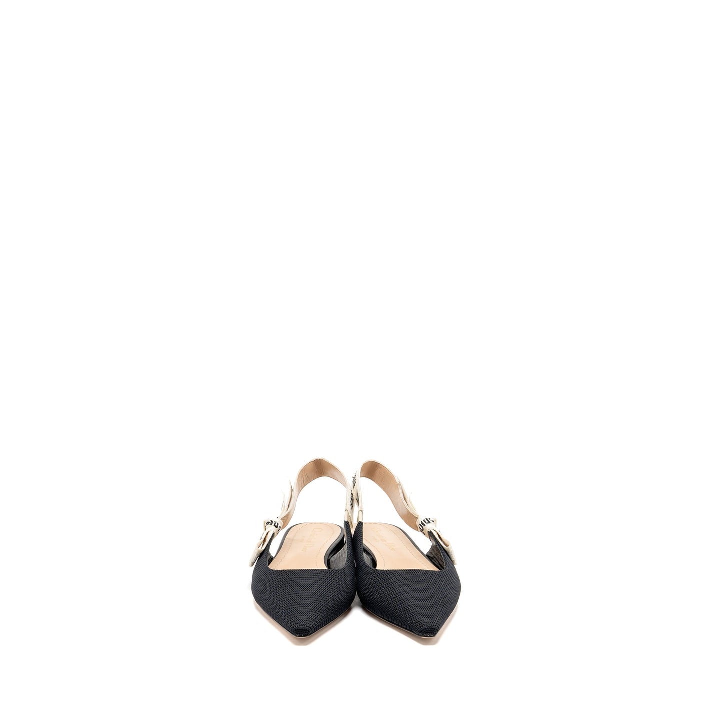 Dior Size 37 Ballerina Slingback Sandals Fabric/Leather Black