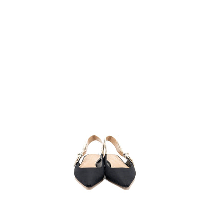 Dior Size 37 Ballerina Slingback Sandals Fabric/Leather Black