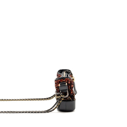 Chanel Small Gabrielle Hobo Bag Sequin/Shiny Calfskin Orange/Black Multicolour Hardware