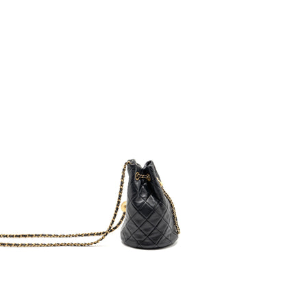 Chanel Pearl Crush mini bucket bag lambskin black GHW (microchip)