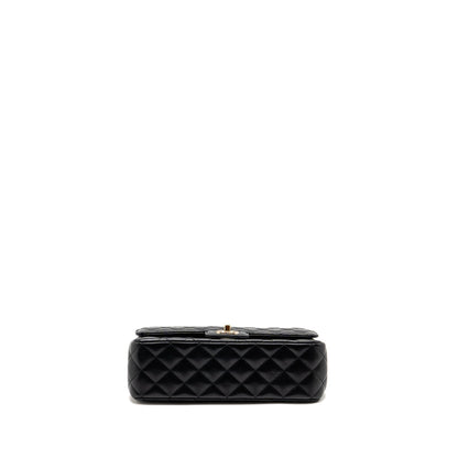 Chanel 23a Crystal Top Handle Flap Bag Shiny Lambskin Black LGHW(microchip)