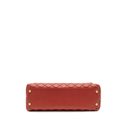 Chanel Large Coco Handle with Lizard Handle Caviar Red GHW