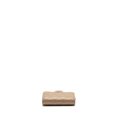 Chanel mini flap clutch with chain caviar dark beige LGHW (microchip)