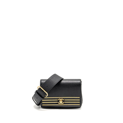 Chanel 19c Captain Gold Belt Waist Bag Caviar Black GHW